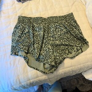 Women's Green Leopard Print Athletic Shorts